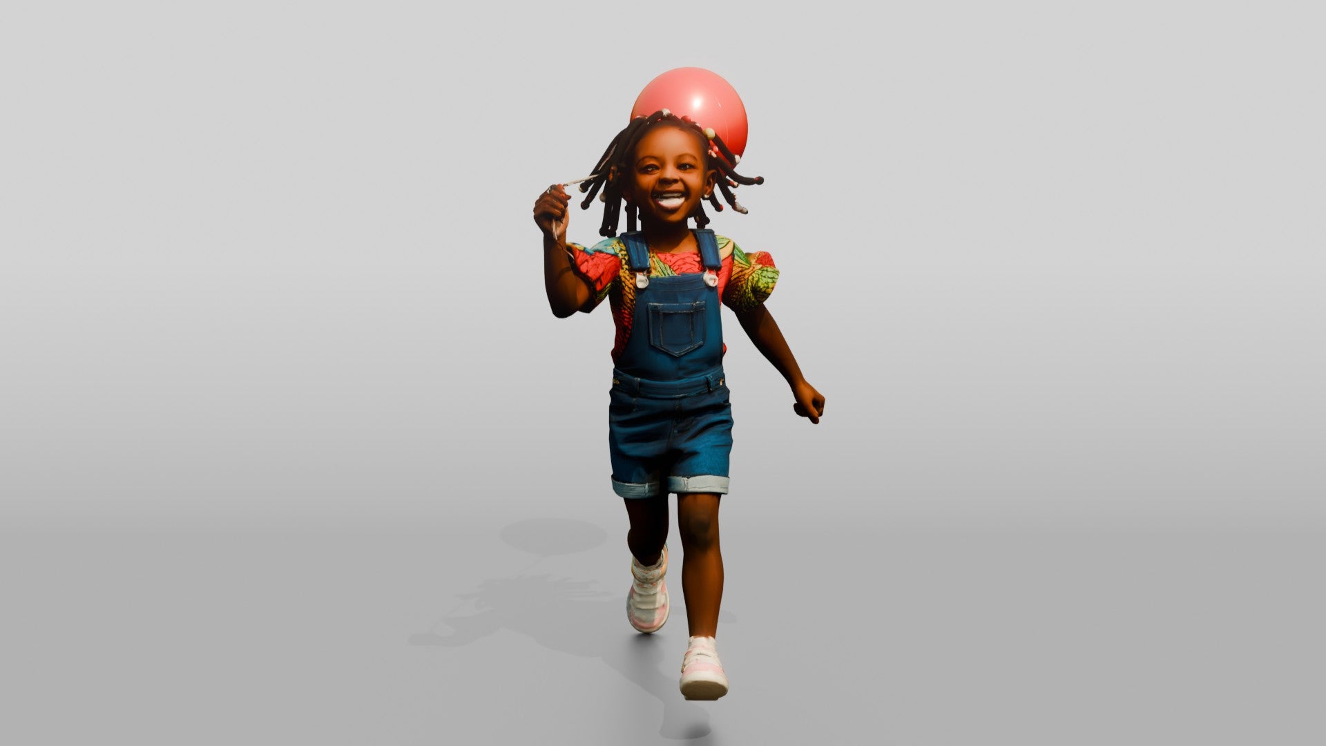 African Girl Running with a Red Balloon