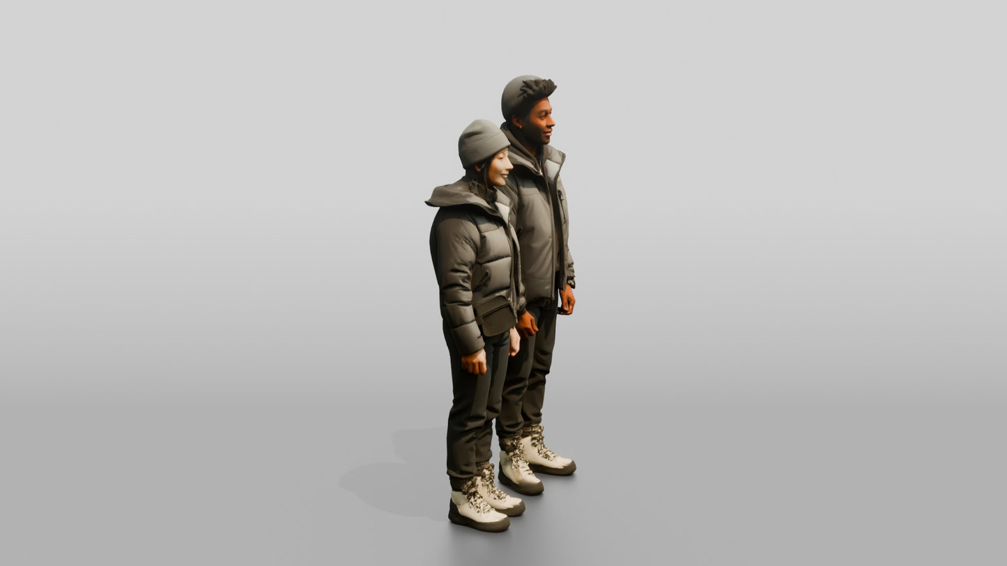 Multicultural Couple in Winter Streetwear