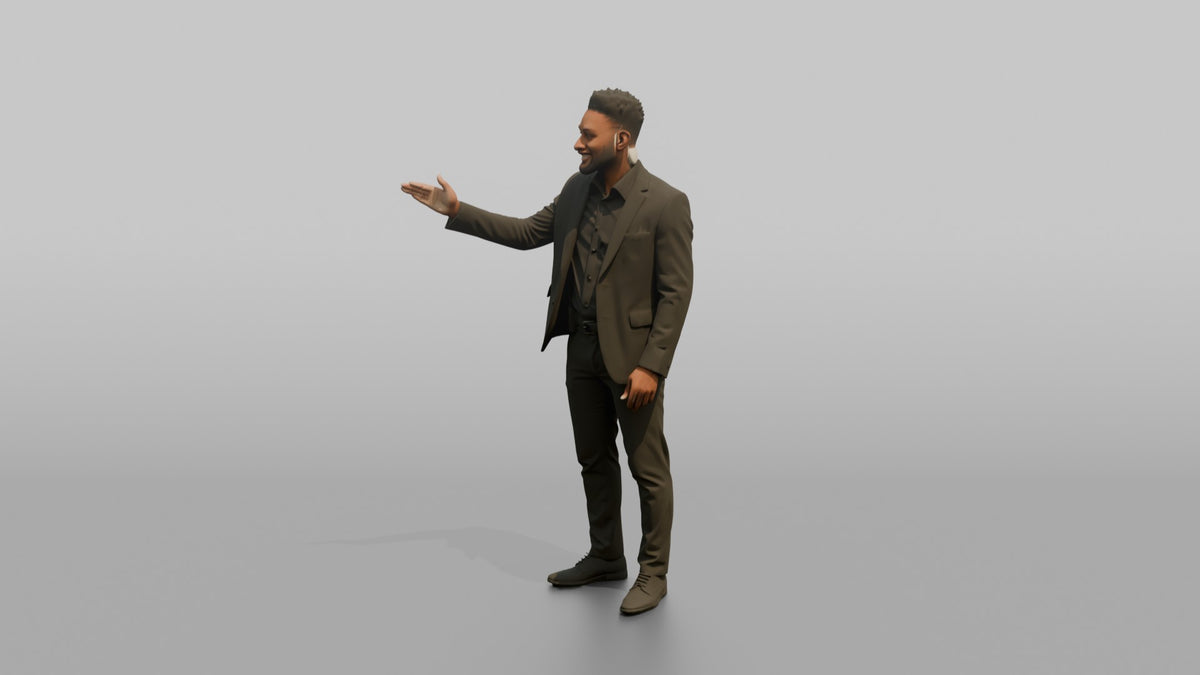 Door Staff Man Gesturing Toward A VIP Area - 3D character model, view 4