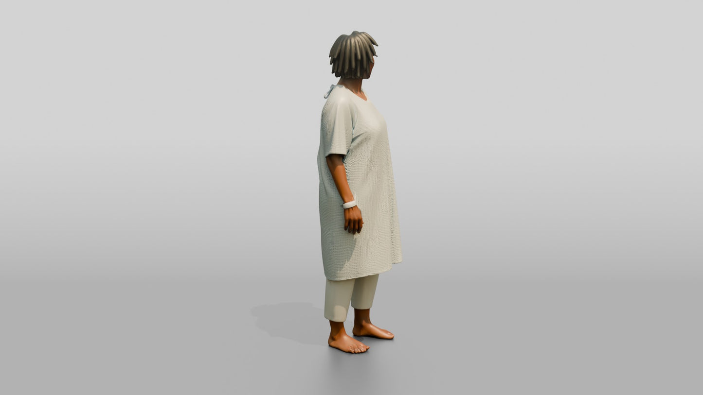 Woman Patient Standing in a Hospital Gown