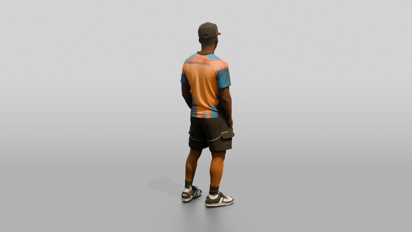 African-American Man in Streetwear Graphic Tee