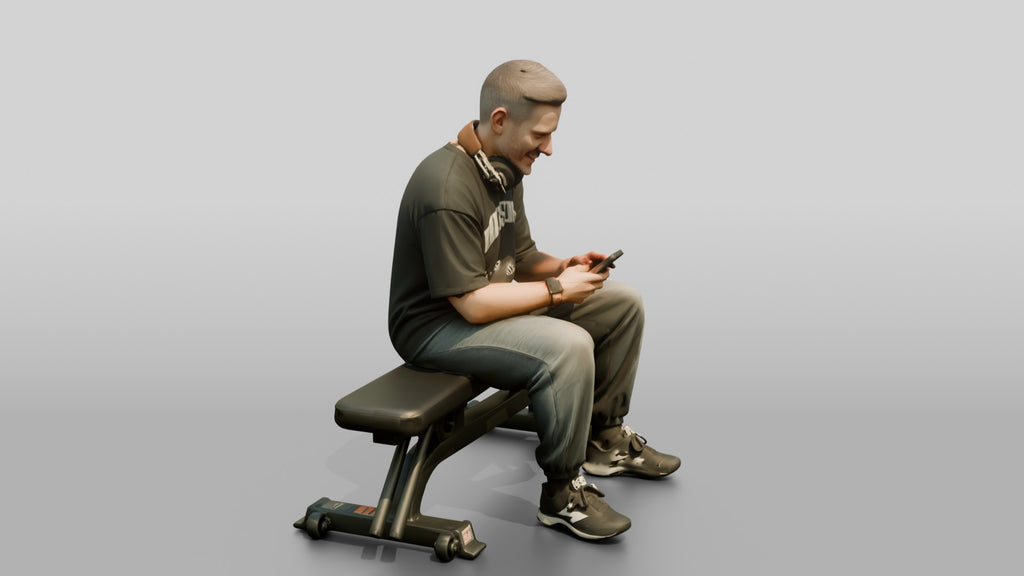 Man Sitting on Weight Bench