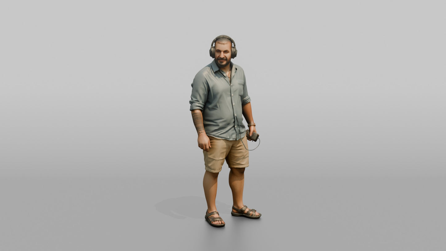 Vacationer Wearing Breezy Button Up Shirt And Khaki