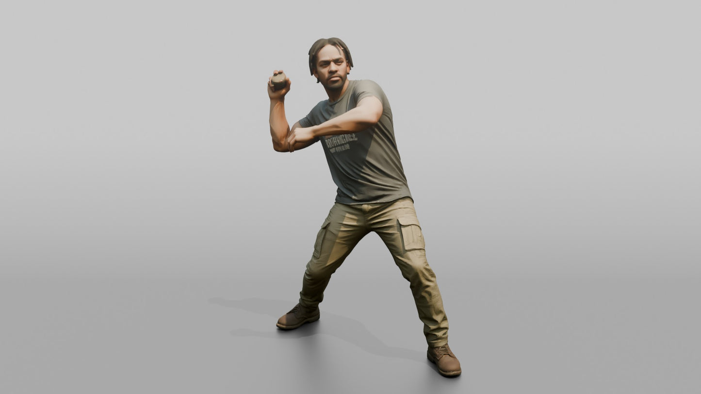 Protester Man Throwing a Punch