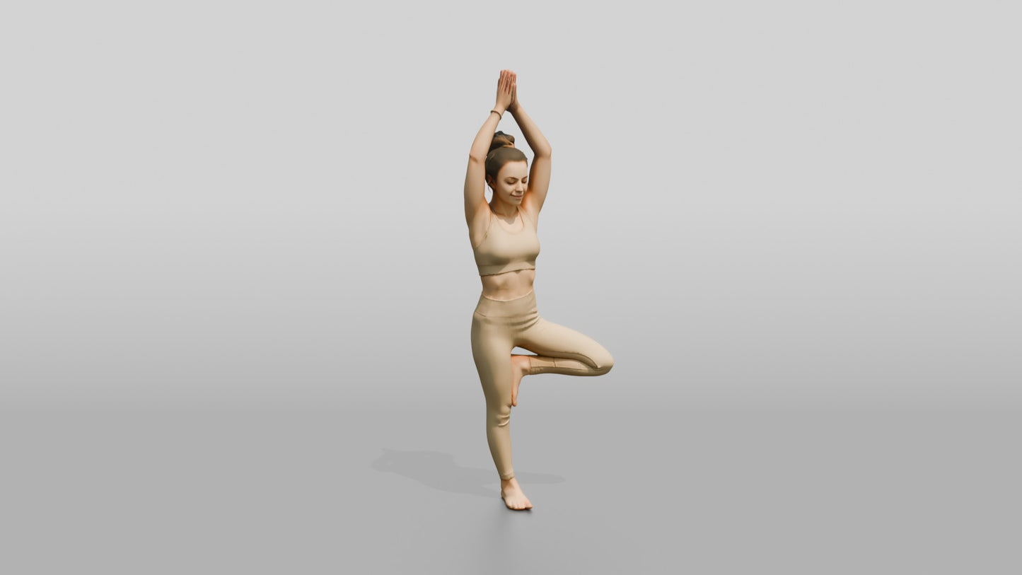 Tree Pose Woman Arms Raised