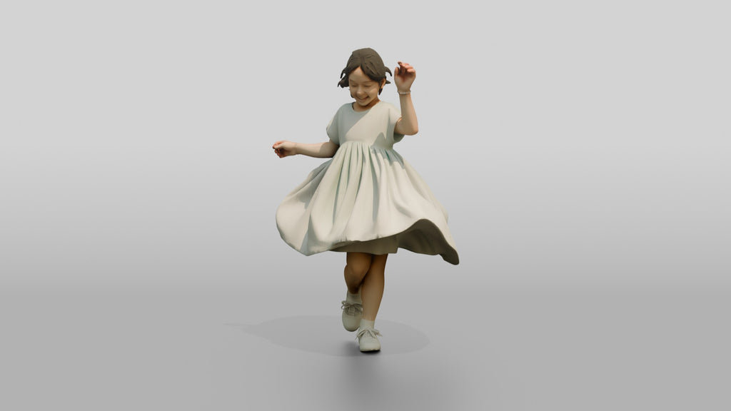 Girl Twirling in Mint Green Dress