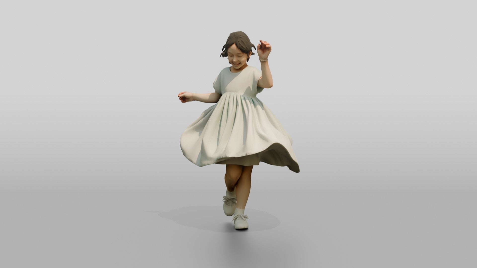 Girl Twirling in Mint Green Dress