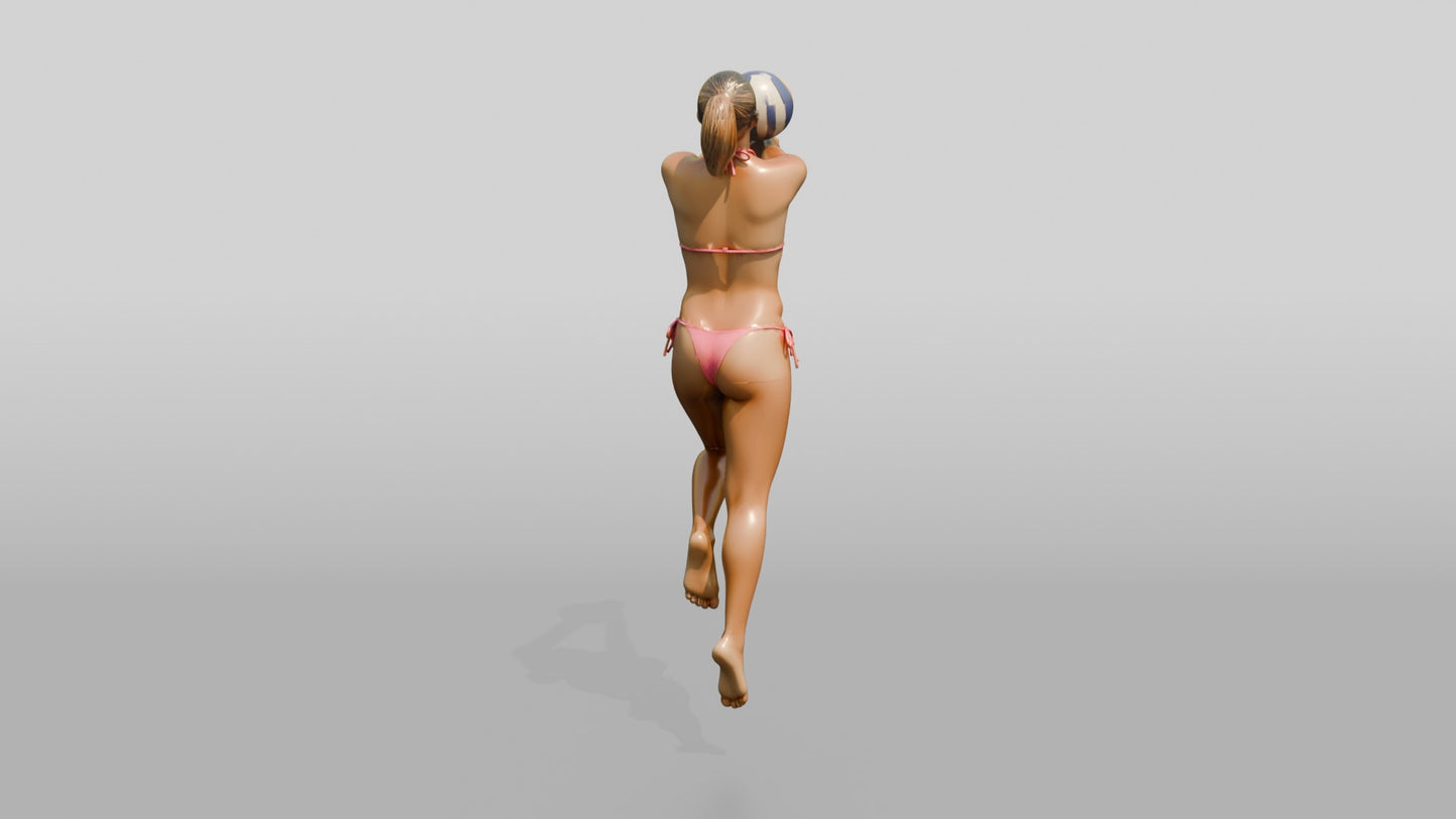 Latina Woman Diving for Beach Volleyball