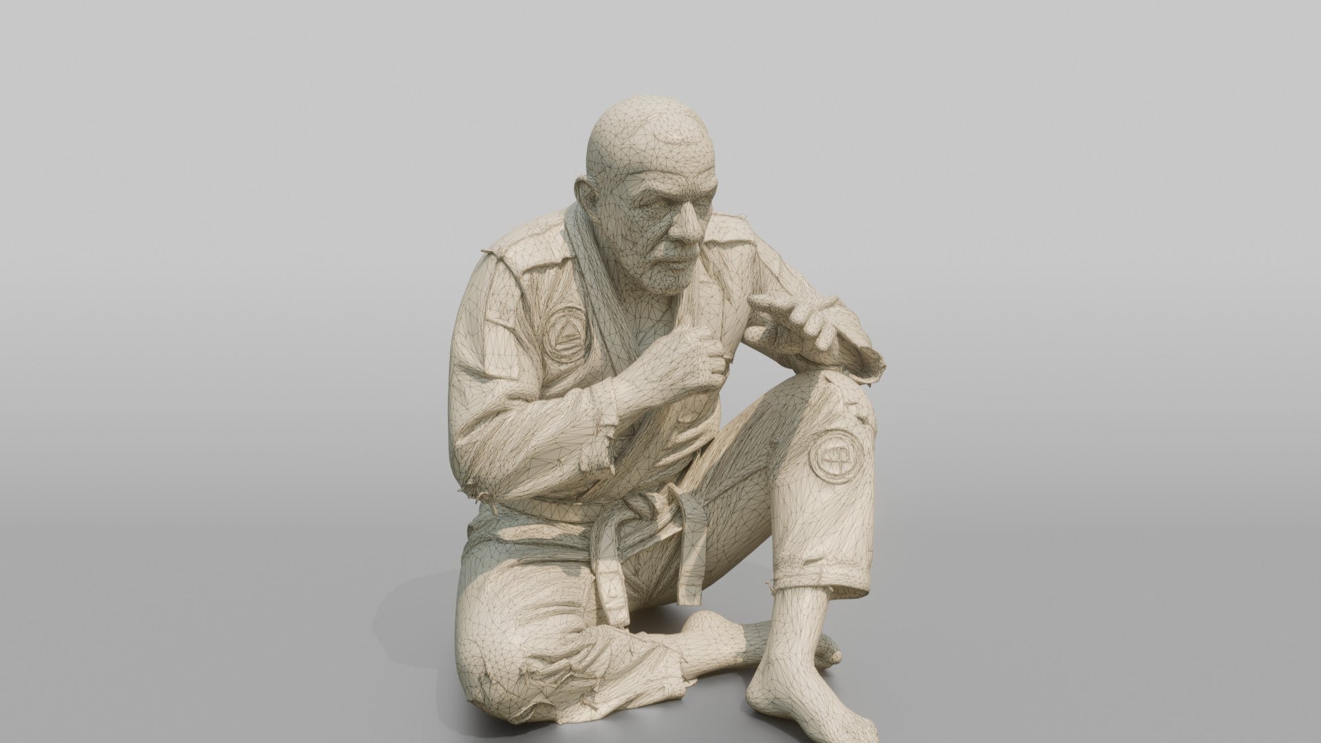 BJJ Fighter Crouched Open-guard Defensive Stance