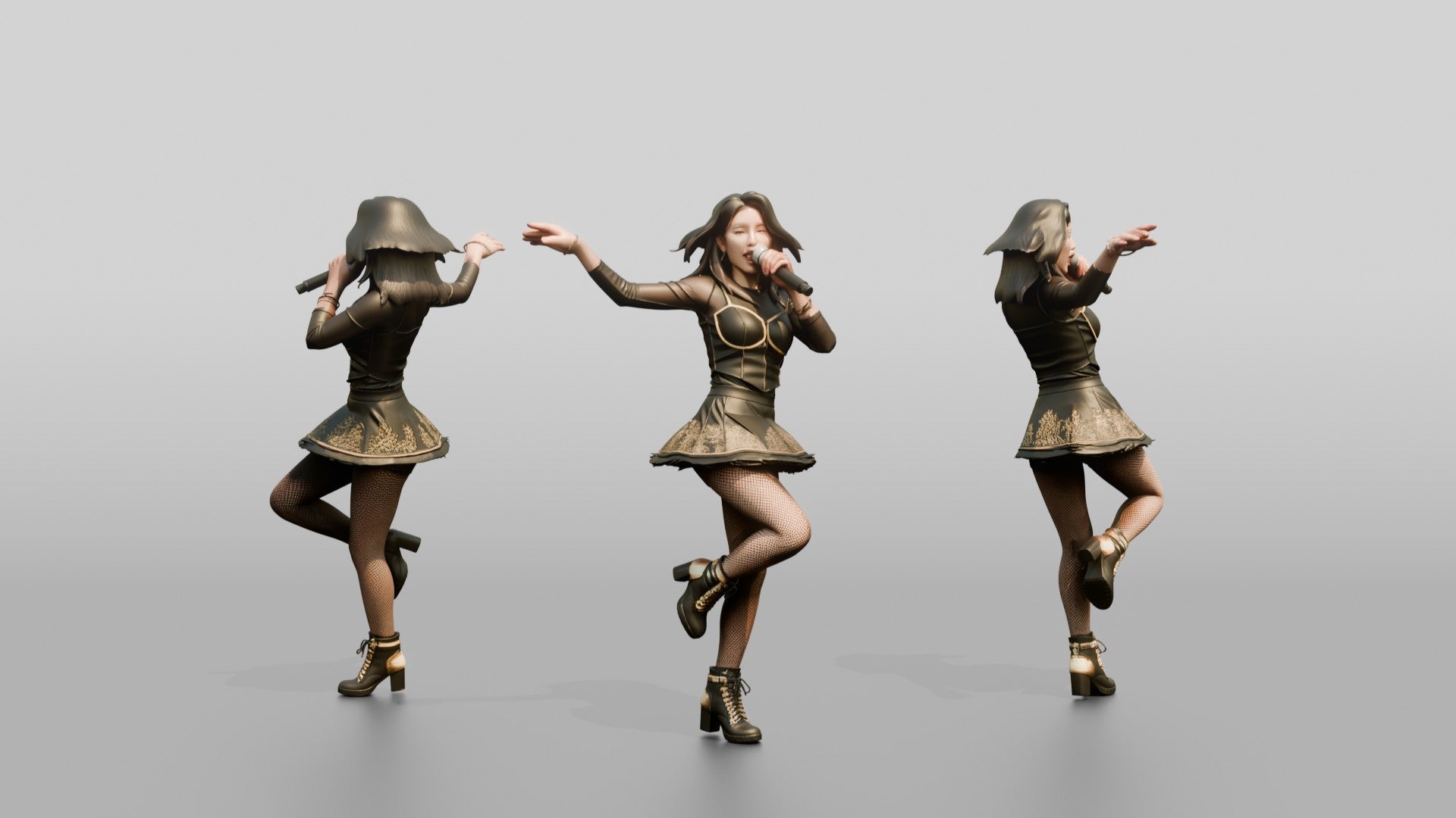 K-Pop Vocalist Dancing with Microphone