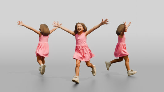 Slender Greek Girl Running with Outstretched Arms