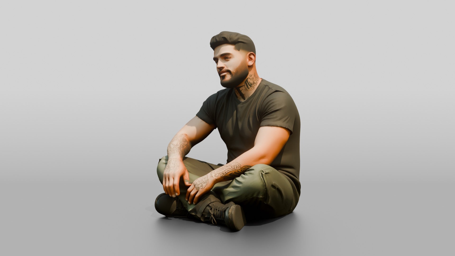 Homeless Man Sitting Cross-legged