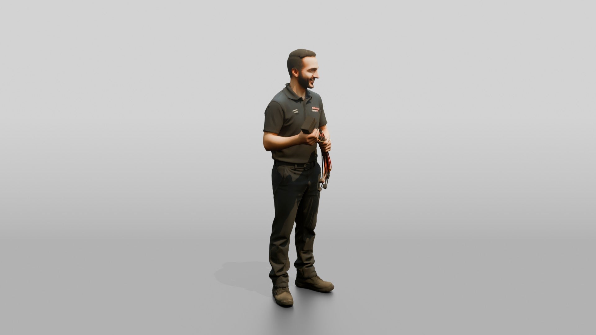 Mechanic Holding a Wire Harness Connector