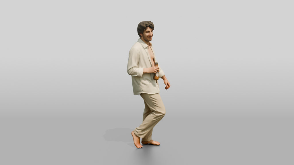 Man Holding a Beer in a White Shirt