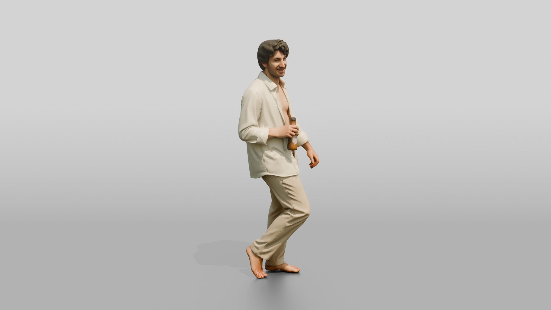 Man Holding a Beer in a White Shirt