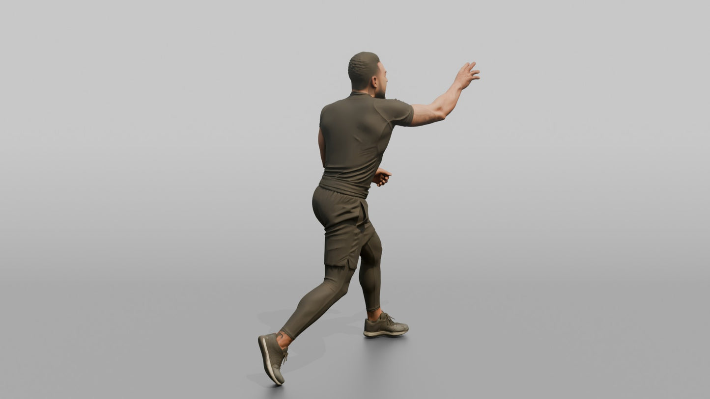 Protester Man Running and Reaching Forward
