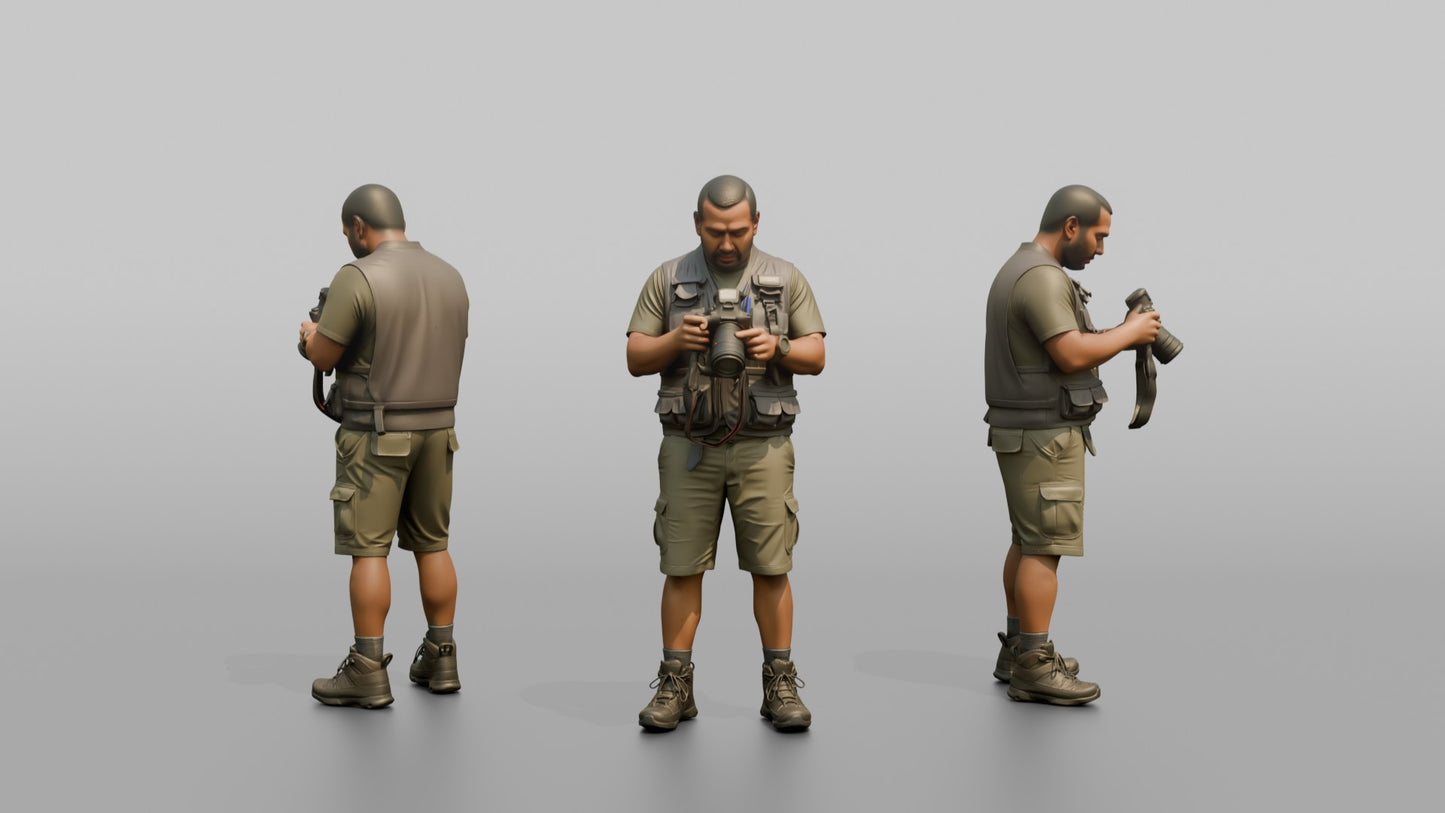 Vacationer Wearing Tactical Travel Vest And Shorts