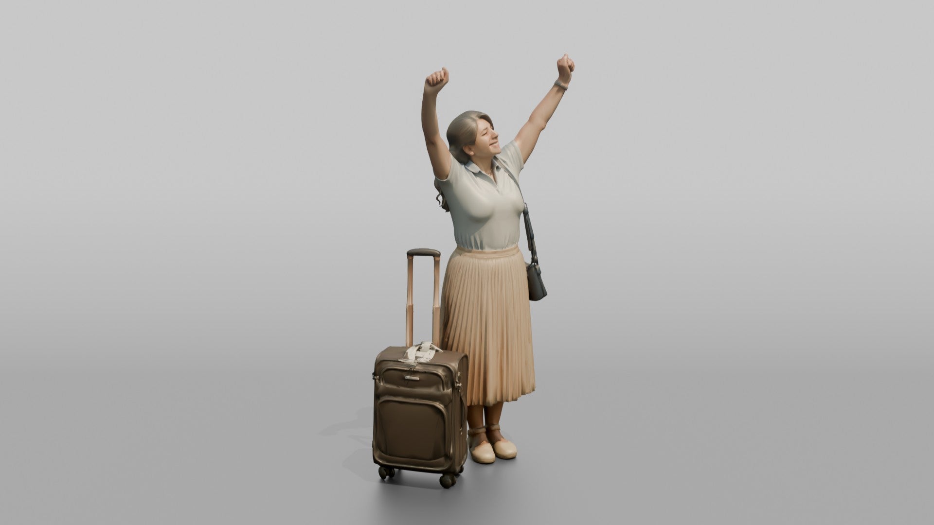 Traveler Stretching After A Long Flight