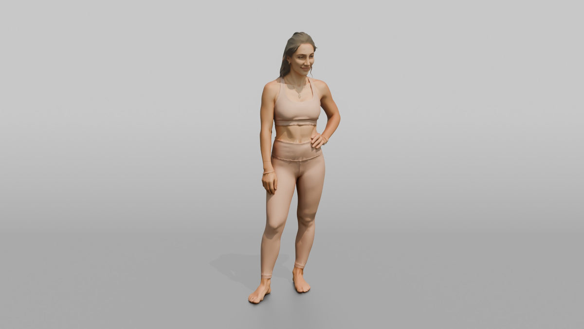 Fitness Influencer Woman Standing With One Hand On Hip, Subtle Smile - 3D character model