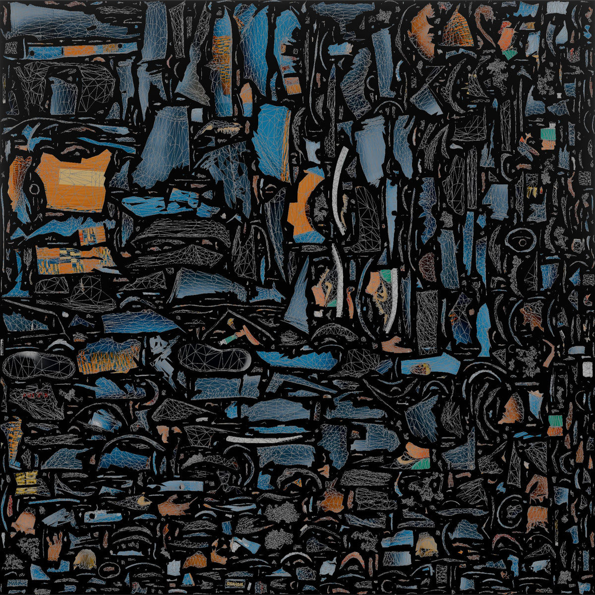 African Woman in Patched Denim Jacket Walking - UV layout, base color map