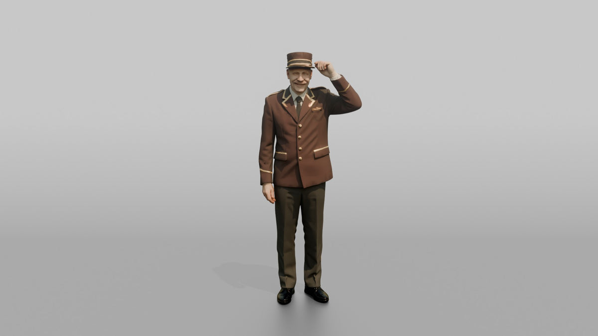 Bellhop Woman Adjusting A Bellhop Cap - 3D character model, view 5