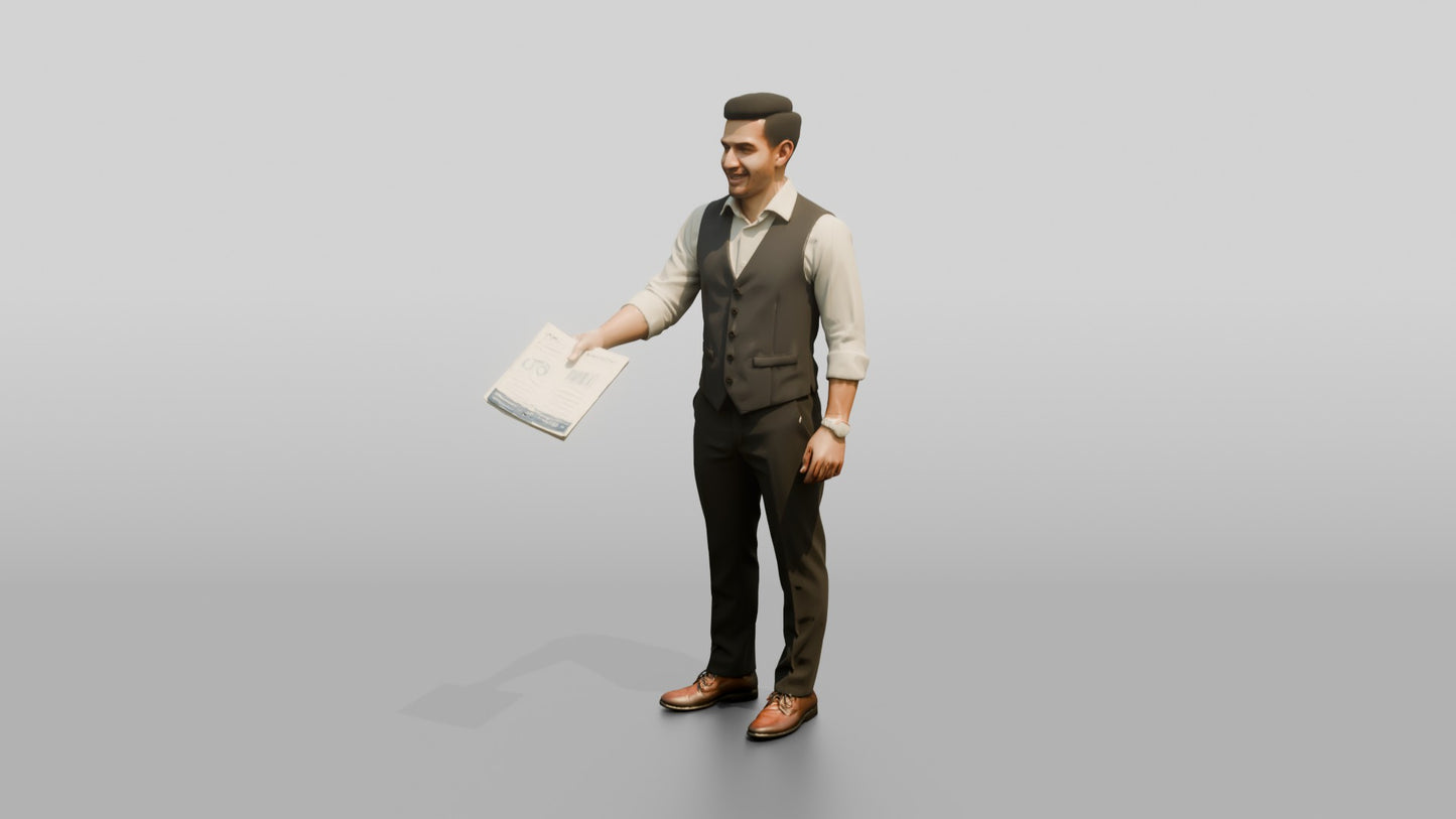 Man Reviewing a Document in a Vest