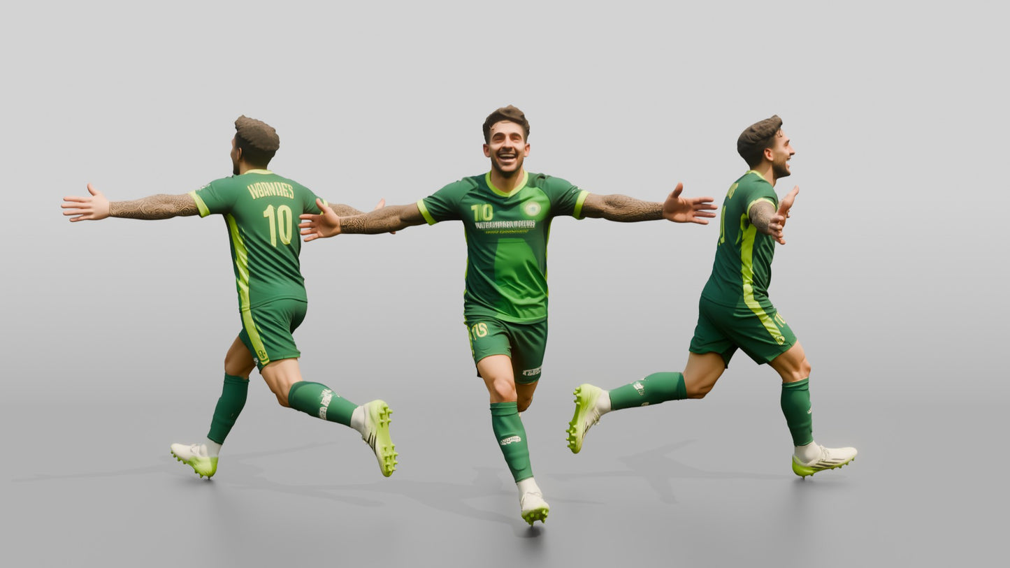 Soccer Player Running with Open Arms