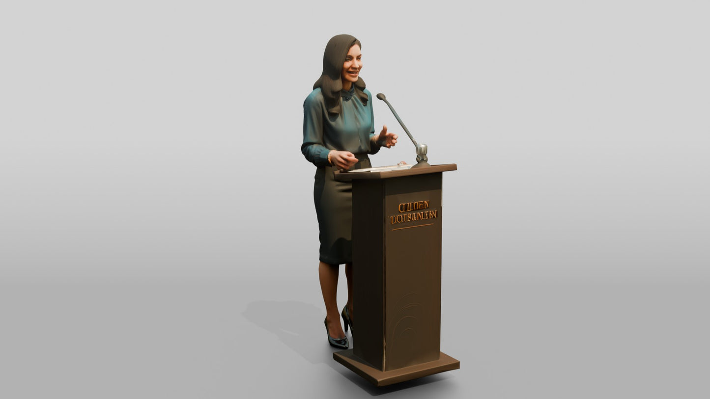 Woman Giving a Presentation at a Podium