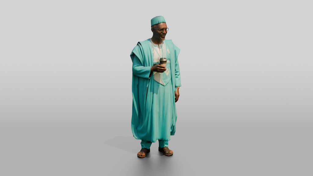 Elderly African Man in a Turquoise Grand Boubou