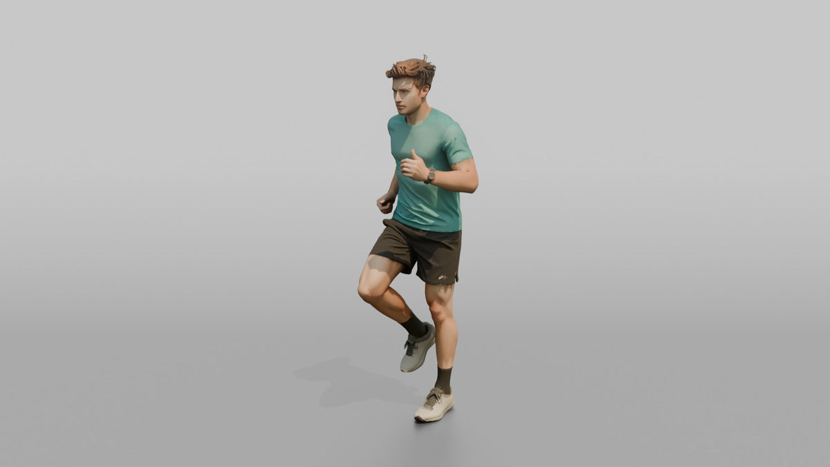 Cardio Athlete Man Jogging In Place, Arms Bent - 3D character model, view 4