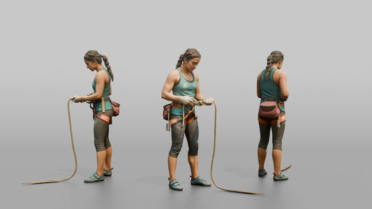 Climber Tying a Figure-Eight Knot - 3D character model