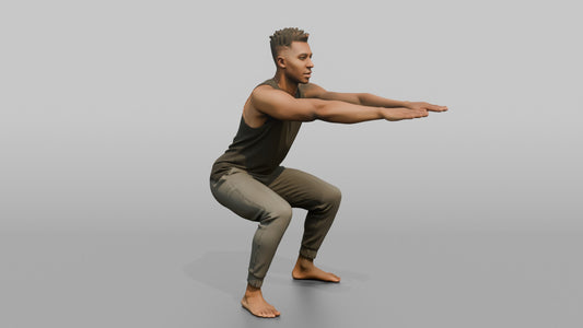 Fitness Influencer Man Doing A Bodyweight Squat, Arms Extended Forward - 3D character model