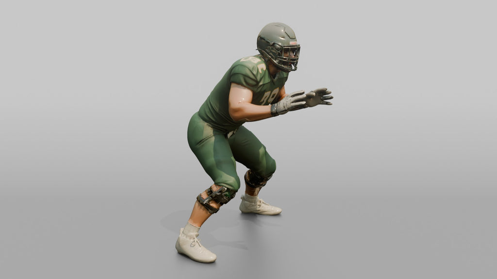 Offensive Lineman Setting His Feet in Protection