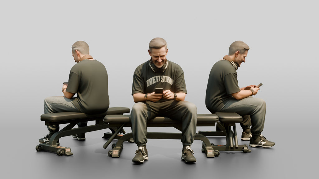 Man Sitting on Weight Bench