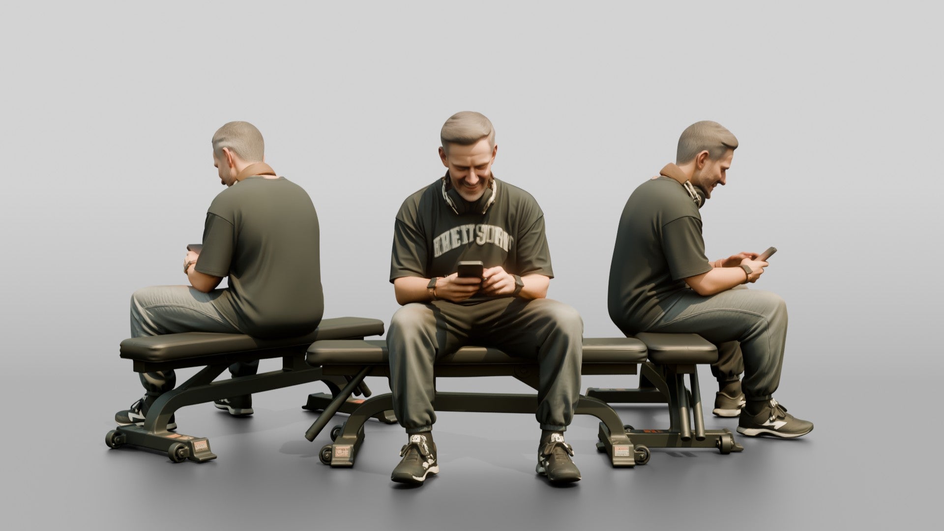 Man Sitting on Weight Bench