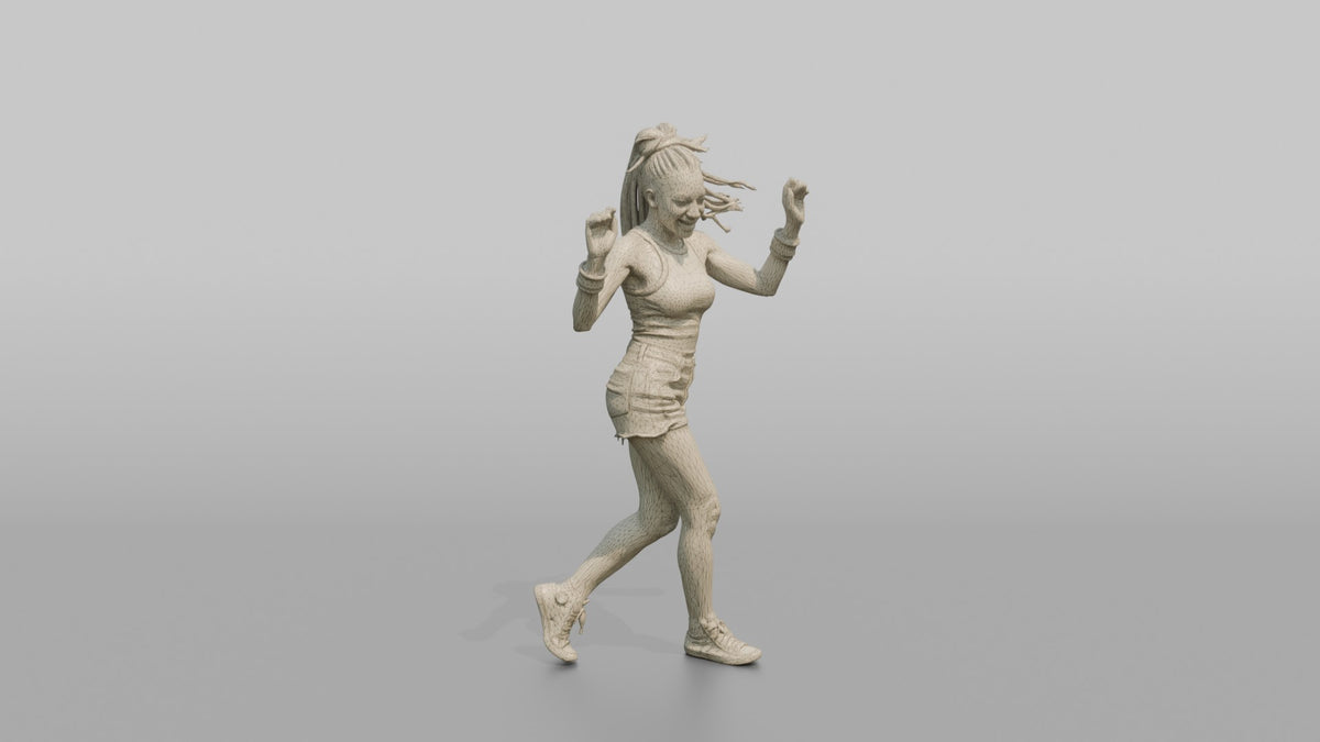 Patron Woman Dancing With Glow Bracelets On Both Wrists - wireframe topology preview