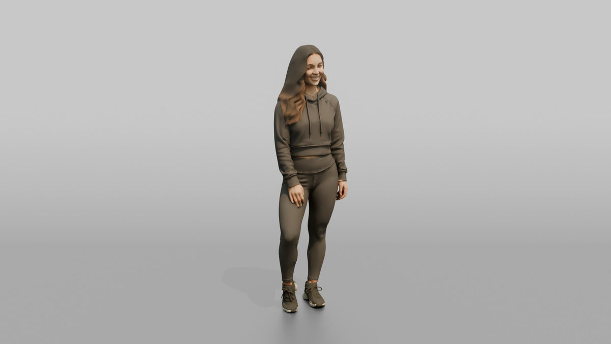 Fitness Influencer Woman Standing With One Leg Slightly Forward - 3D character model