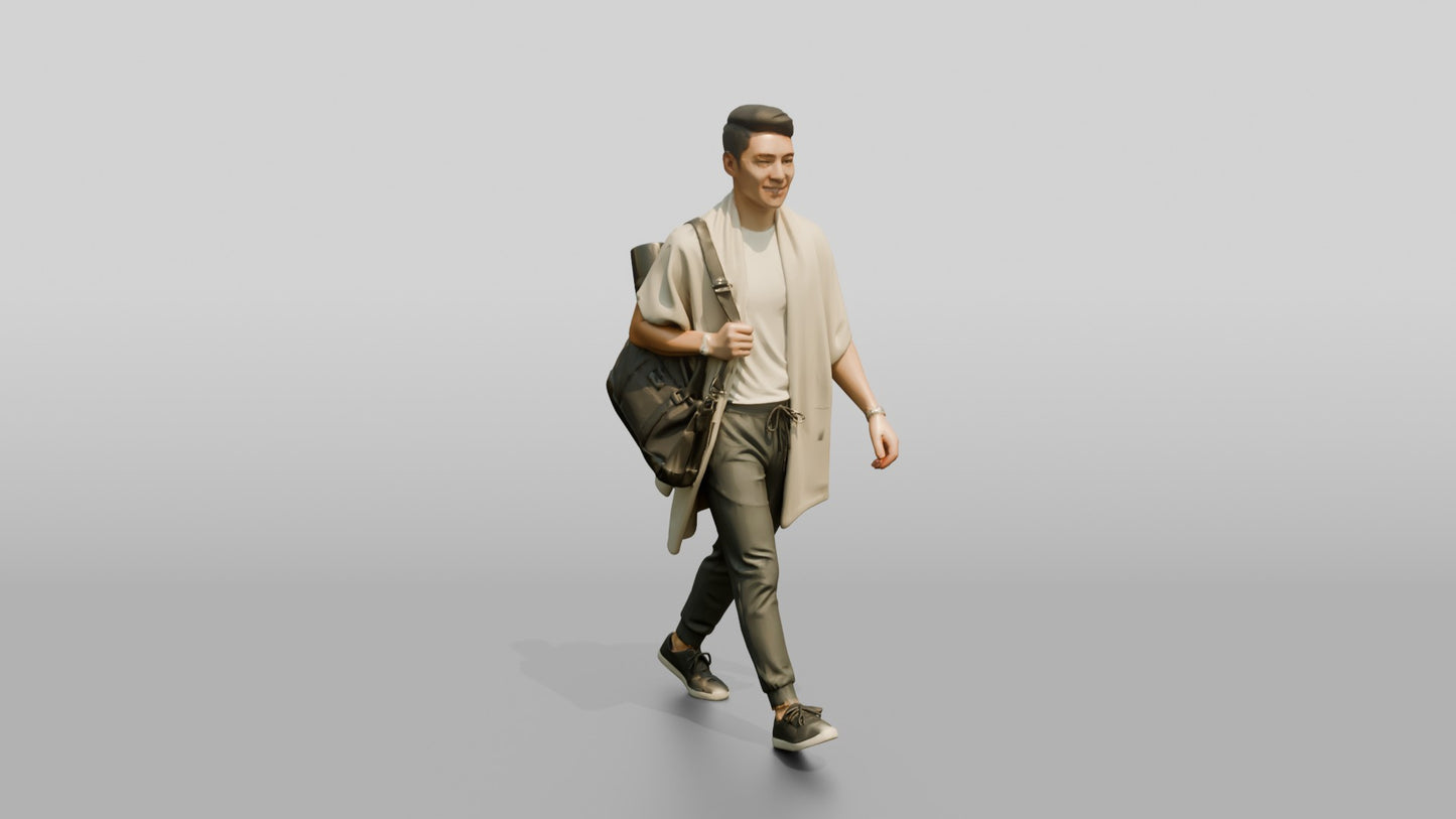 Walking Man in Linen Wrap