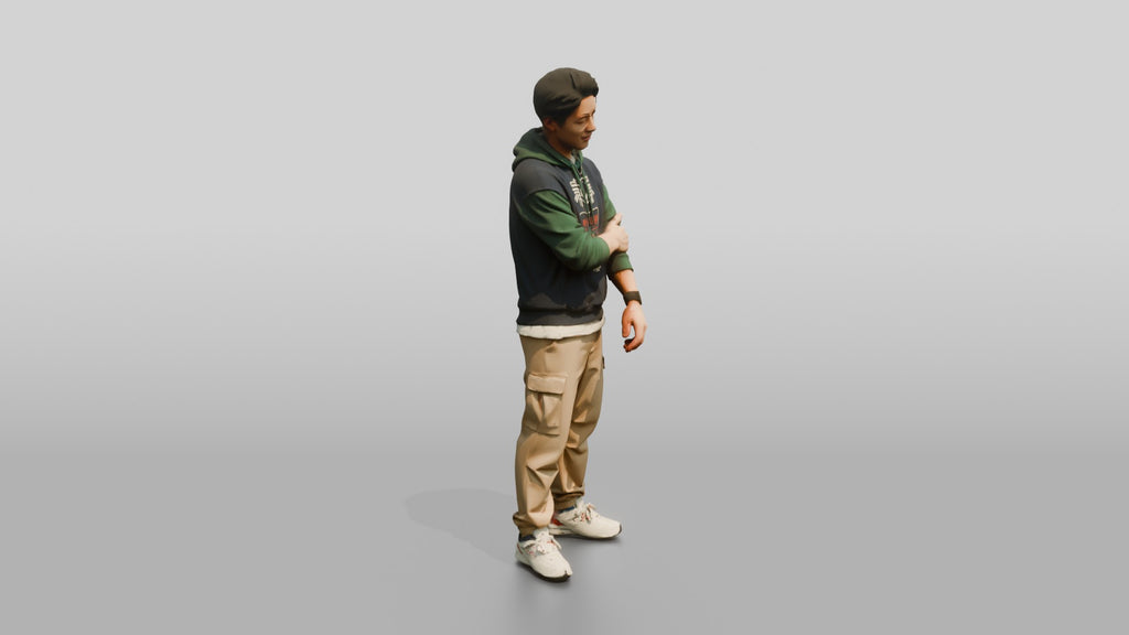 Asian Man Leaning with Arms Folded
