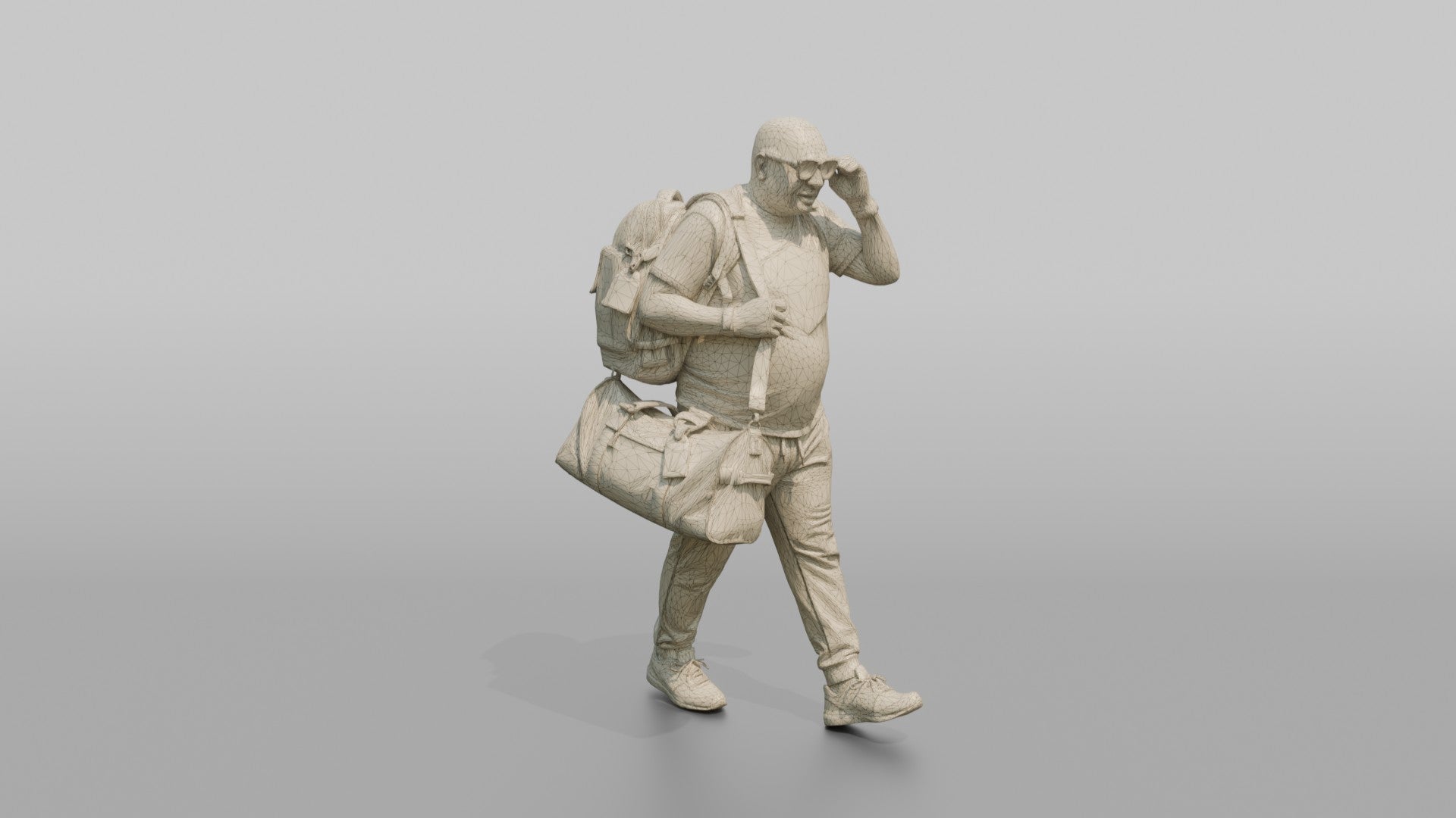 Traveler Putting On Sunglasses In Terminal