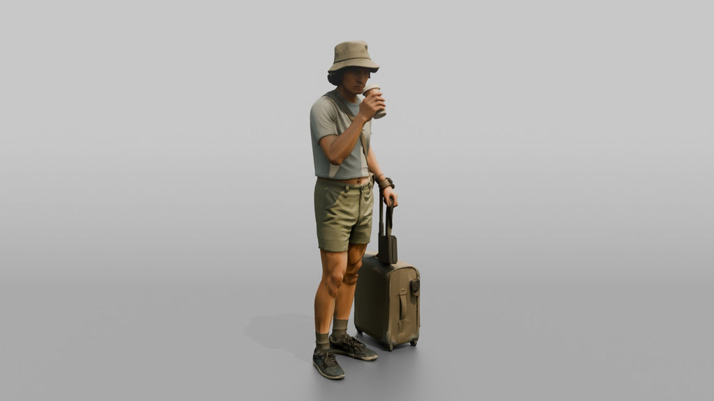 Traveler Sipping Coffee At The Gate