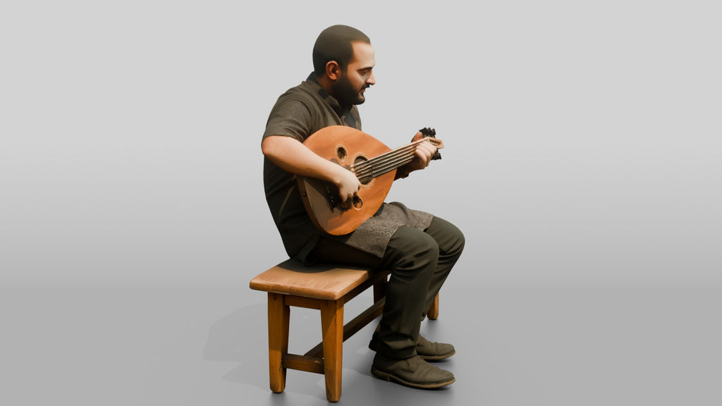 Oud Player Strumming Acoustic Oud