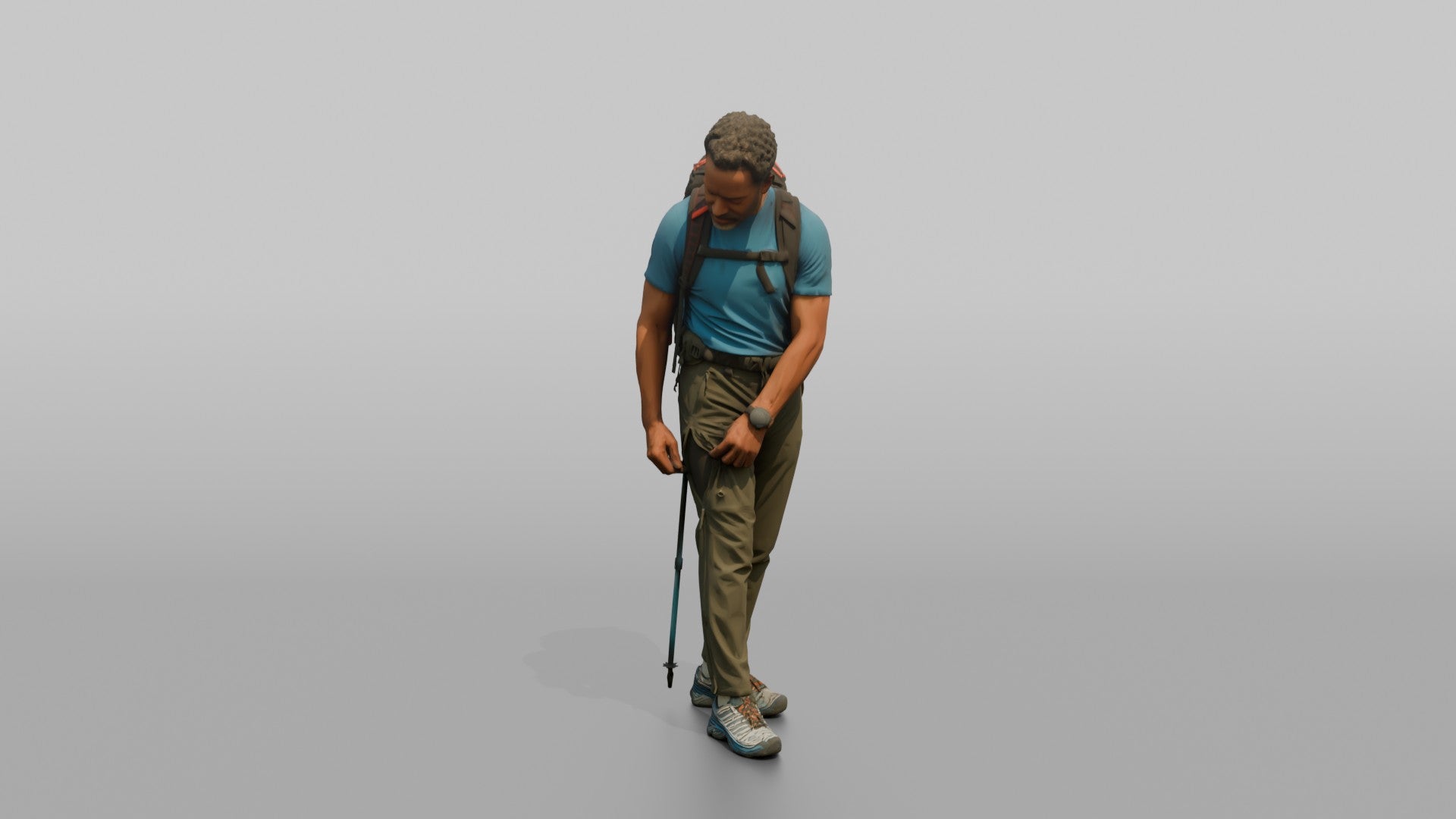 Trekker Unzipping His Trousers Vent