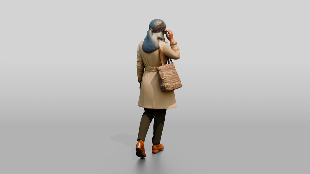Woman in Headscarf and Trench Coat with Sunglasses