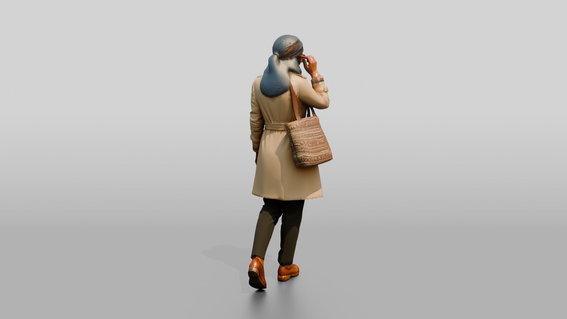 Woman in Headscarf and Trench Coat with Sunglasses