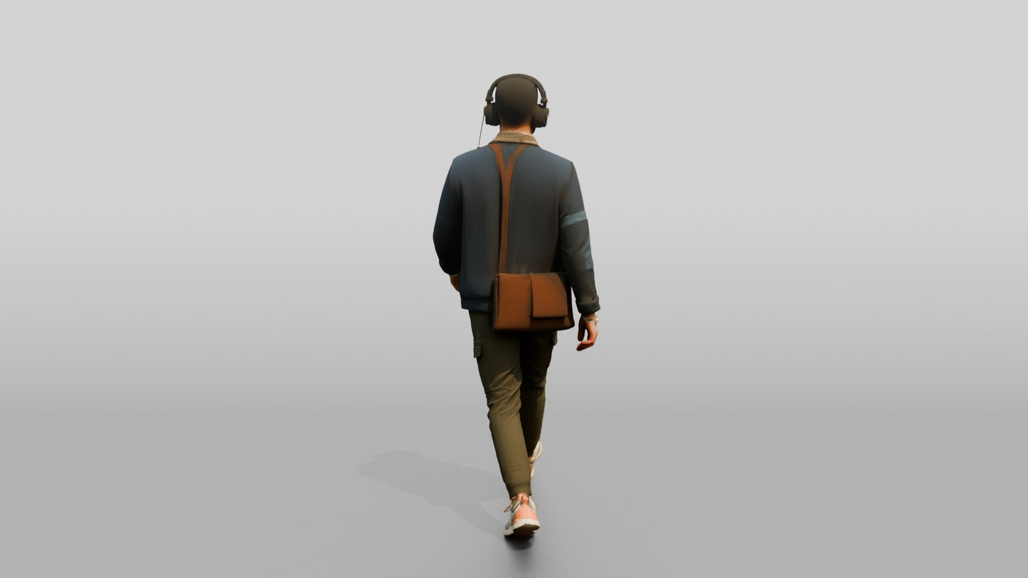 Commuter Walking with Headphones
