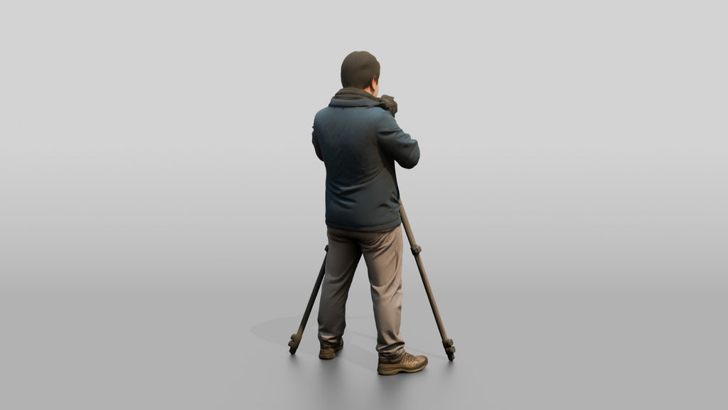 Chinese Man Photographer with Camera Tripod