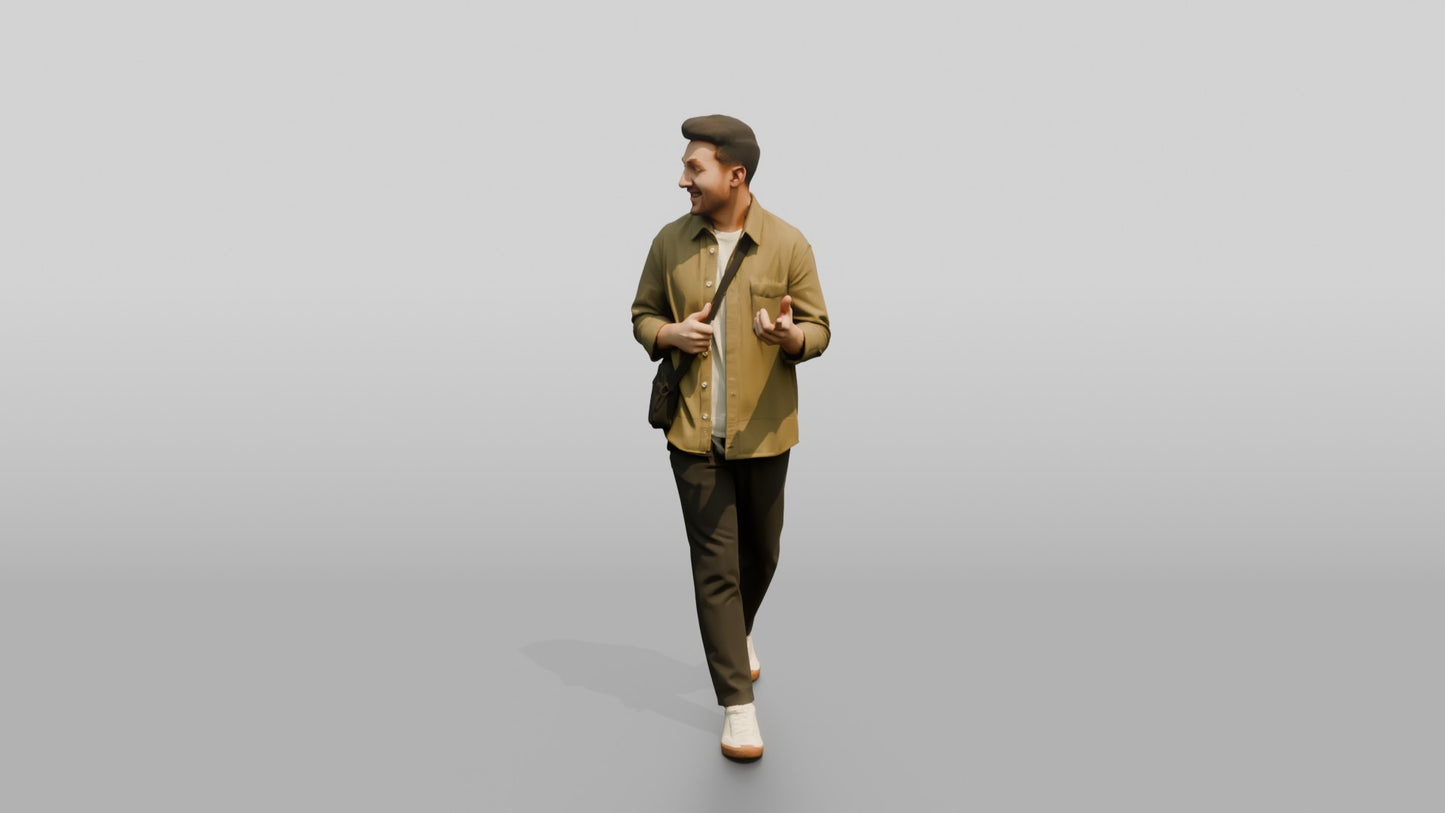Man Walking and Laughing