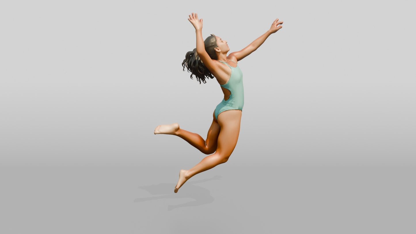 Latina Woman Jumping to Spike Volleyball