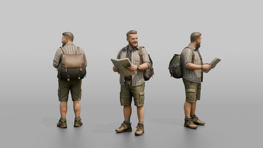 Vacationer Wearing Unbuttoned Short Sleeve Shirt Over Tee - 3D character model